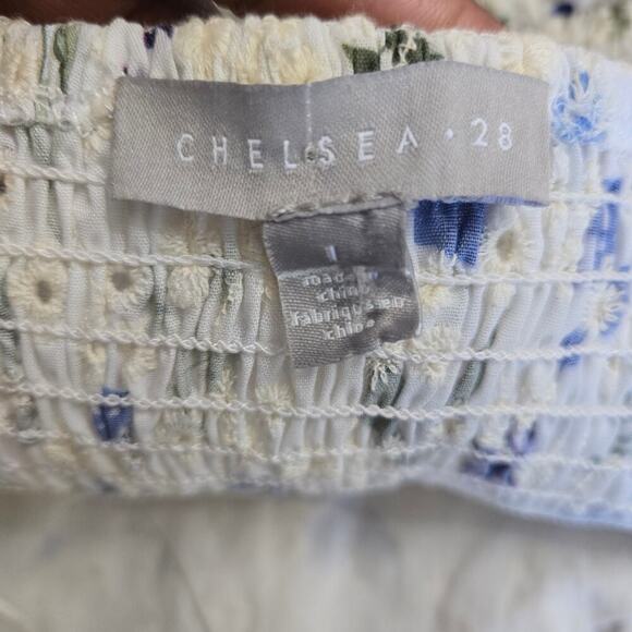 Chelsea 28 White Floral Embroidery Eyelet Babydoll Sundress L Cottage Romantic - Picture 7 of 11